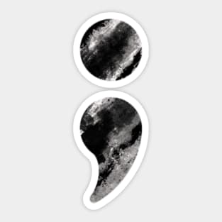 Semicolon Black White Marble Sticker